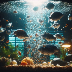 ماهیان سالم و شاداب در حال شنا کردن توی فضایی مثل اتاقی که پر از آب هست